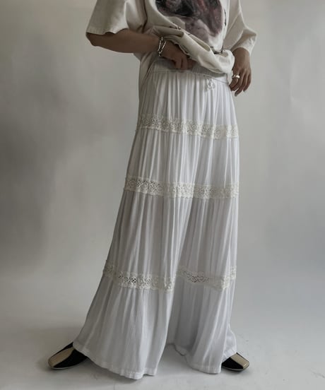 【USED】 White Cotton Long Skirt / 220611-007