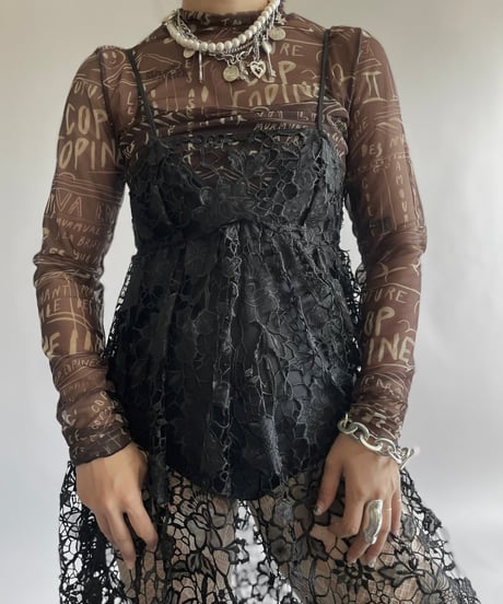 【USED】 Dead Stock Lace Patterned Camisole Long One-Piece /240914-027