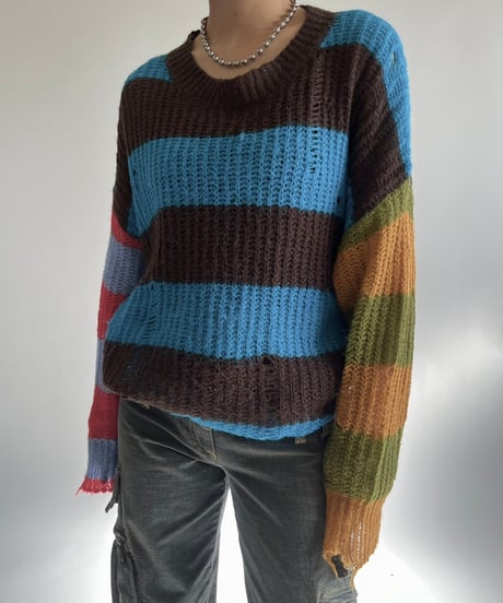 【USED】 Border Knit Top /250104-034