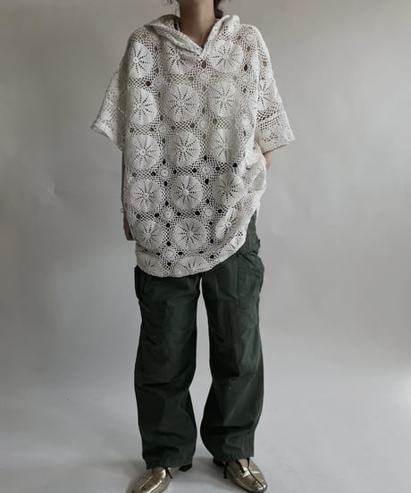 【RE;CIRCLE】 RE Crochet Lace S/S Hoodie / 220427-029