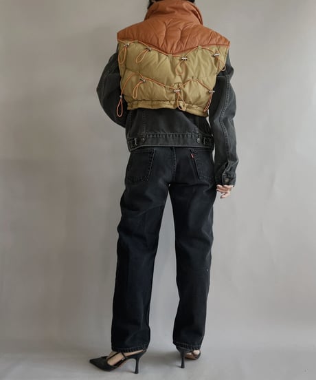 【RE;CIRCLE】 RE Draw Code Down Vest Beige×Orange / 221215-003
