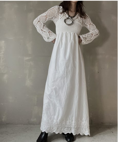 【USED】　Crochet Knit L/S Top/ 220220-032