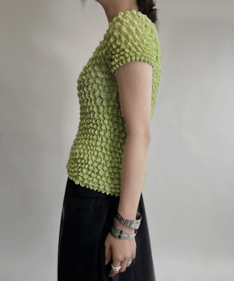 【USED】 Neon green Popcorn Top / 220709-002