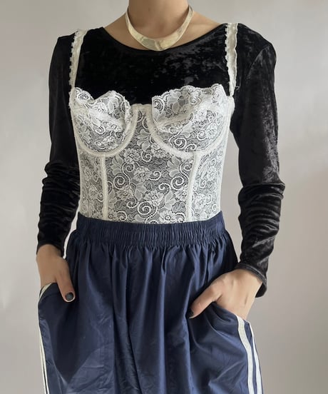 【USED】 Lace Patterned Camisole Corset Top /241221-017