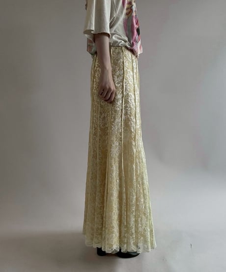 【USED】 Lace Pattern Pleats Skirt/ 250621-014