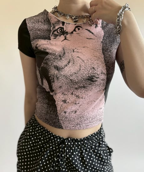【USED】  Cat Print T-Shirt/250510-046