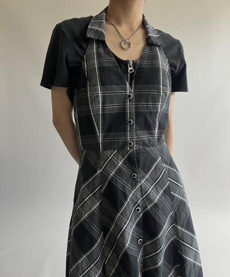 【USED】 Check Pattern Camisole Long One-Piece /250426-020