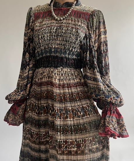【RE;CIRCLE】 RE Indian Cotton Balloon Sleeved One-piece / 240912-001