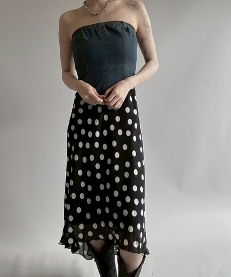 【USED】 Dot Pattern Denim One-Piece  / 250628-023