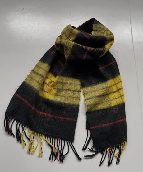 【USED】 Black & Yellow Checked Knit Scarf / 221210-035