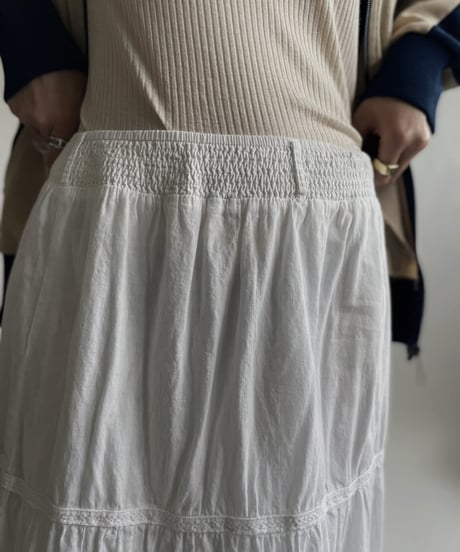 【USED】 White Cotton Long Skirt / 220423-043