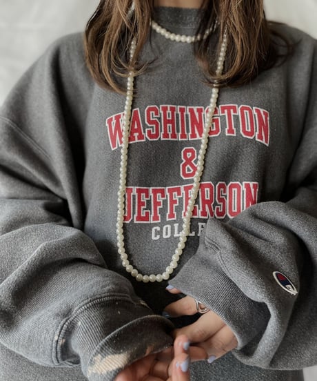 【USED】   Champion Reverse Weave Sweat WASHINGTON & JEFFERSON/211007-020
