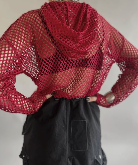 【USED 】 Mesh Hoodie Top /240505-019