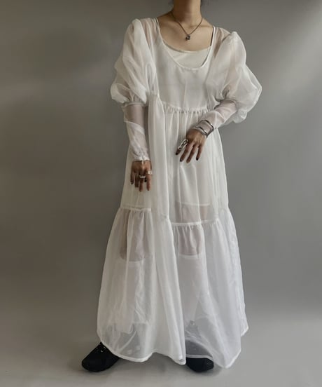 【RE;CIRCLE】 RE Sheer Puff Sleeve One-piece / 230706-002