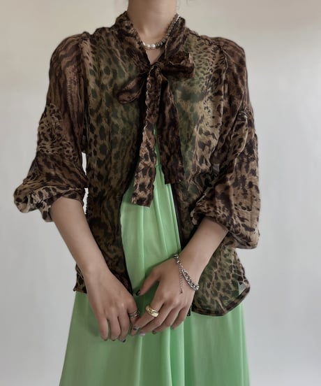 【USED】 YSL Leopard Long Sleeves Blouse / 220514-011