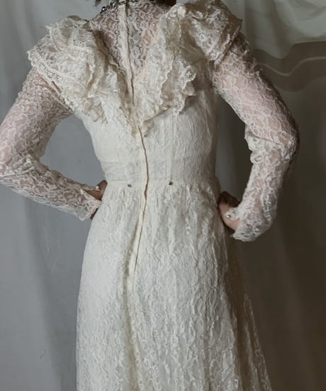 【USED】  USA Flower Patterned Lace Dress③/210429-035