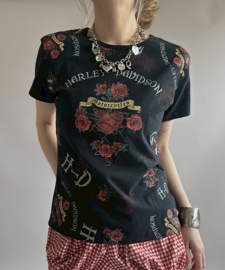 【USED】 HARLEY-DAVIDSON Rose Pattern Tee / 260418-037