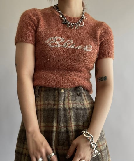 【USED】BURBERRY Lame S/S Knit Top /241006-030