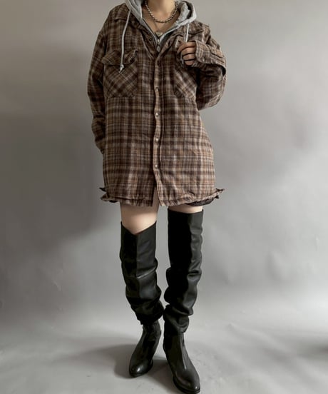 【USED】 Dickies Cotton Flannel Hooded Shirt Jacket /251025-008