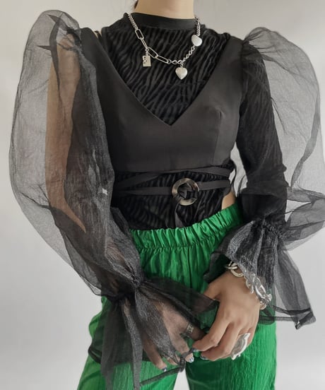 【USED】  L/S See-through Puff Sleeve top  / 230916-018