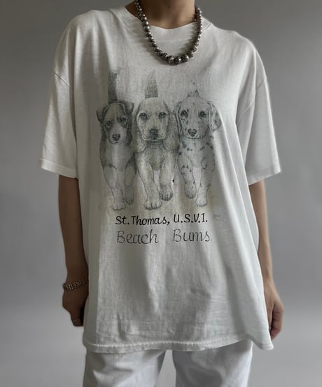 【USED】90's Hanes Dog T-Shirt /240729-048
