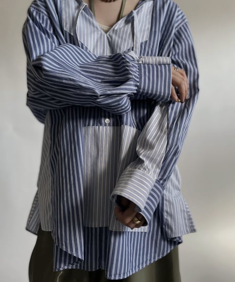 【RE;CIRCLE】 RE Stripe Shirt Mexican Hoodie / 220423-028