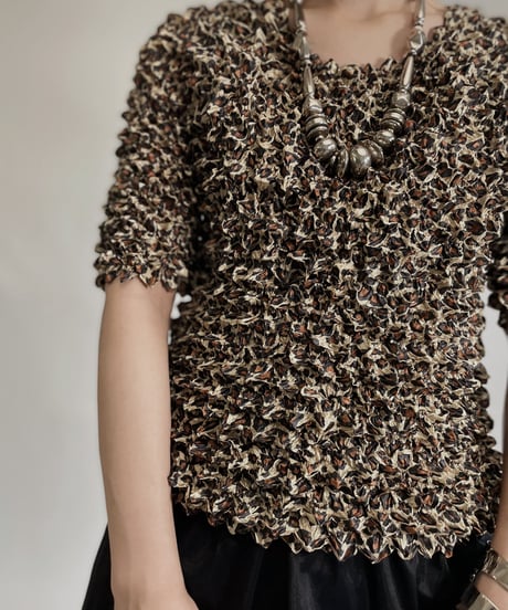 【USED】 Leopard Pattern Popcorn Top / 220709-003