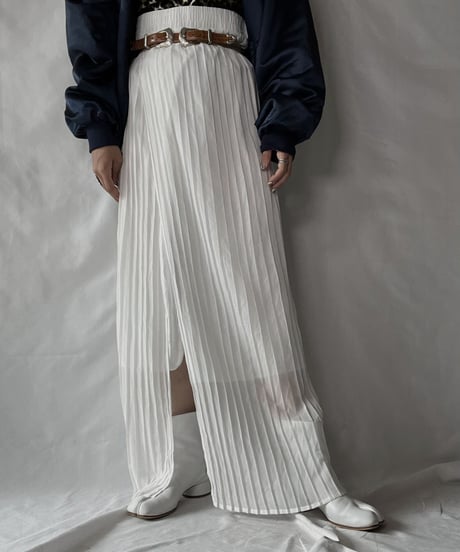 【USED】 Poly Pleats Long Skirt①/210921-028