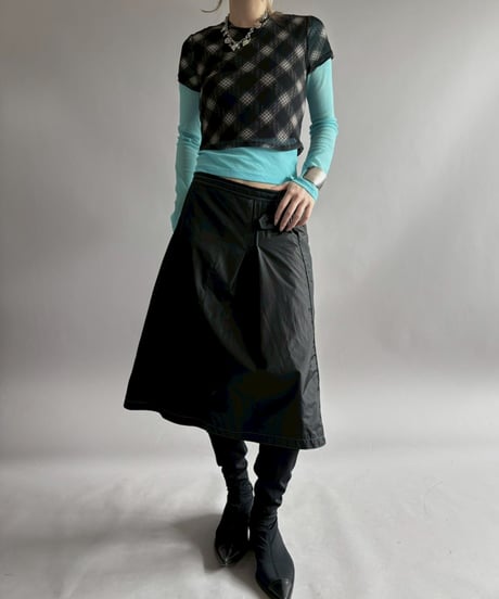 【USED】 Check Pattern H/S Sheer Top / 260425-006