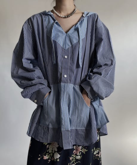 【RE;CIRCLE】 RE Stripe Shirt Mexican Hoodie / 220423-026