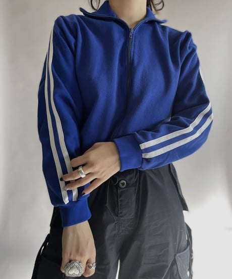 【USED】 Poly Zip-up Line Top Blue / 230128-004