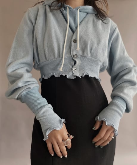 【RE;CIRCLE】 RE Acrylic Knit Cardigan + Hoodie Light Blue / 230220-011