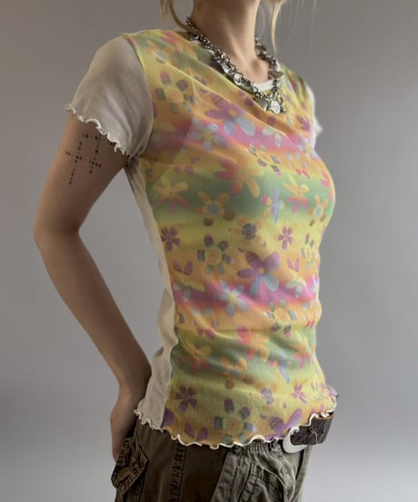 【USED】 Flower Print Sheer Top / 260704-015