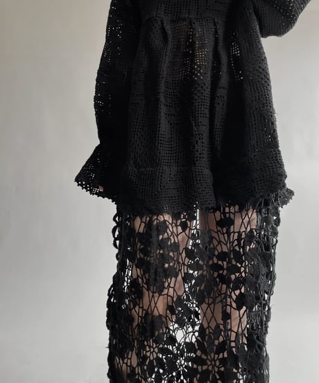 【RE;CIRCLE】 RE Crochet Black Lace One-piece / 220728-021