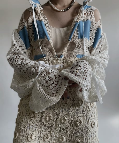【RE;CIRCLE】 RE Crochet Lace Open Collar One-piece / 220427-033
