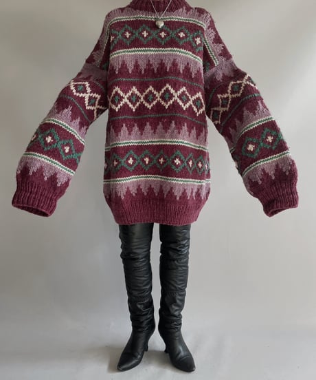 【USED】 Made in Ecuador Wool 100% Knit Top 231209-010