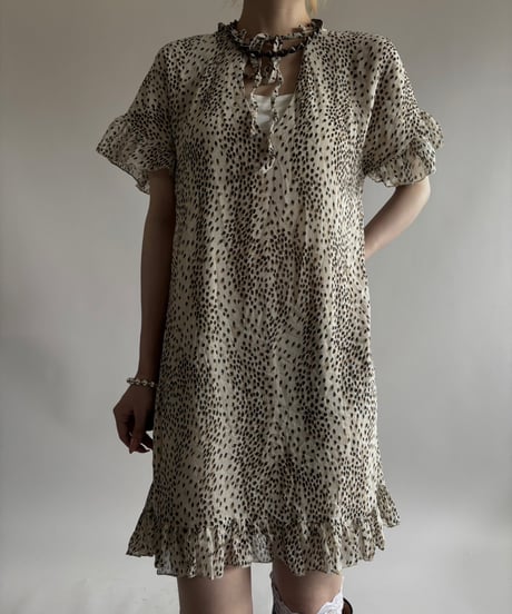 【USED】 Made in ITALY Leopard Pattern S/S One-Piece  / 250531-001