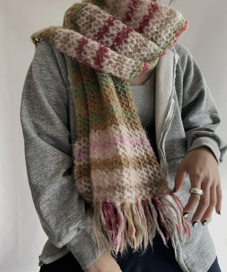【USED】 Pink Knit Scarf / 221210-036