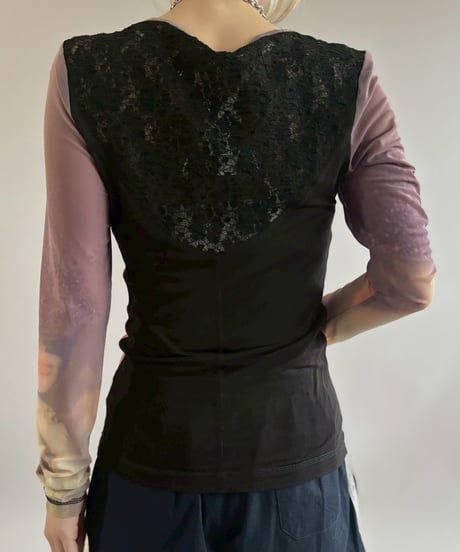 【USED】 Line Stone Design Sheer Top / 260502-011