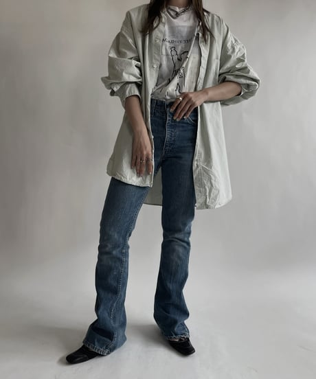 【RE;CIRCLE】 RE Collarless Striped Shirt / 220609-013