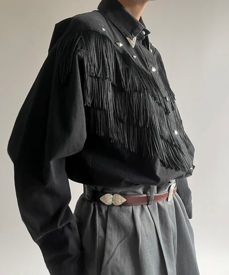【USED】 Made in USA  Fringe Western Shirt /250301-006