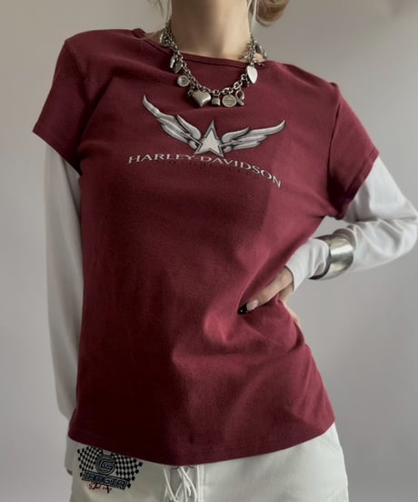 【USED】 Made In USA 05's HARLEY-DAVIDSON Layered Design L/S Tee / 260418-033