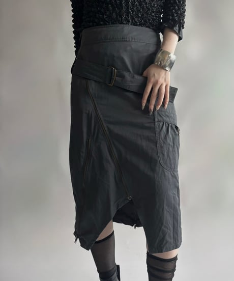 【USED】 Belt Design Zip-Up Skirt / 250906-004