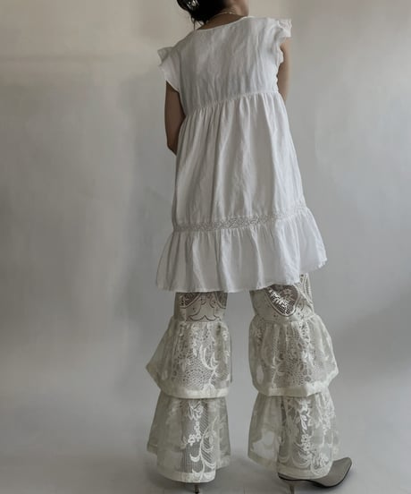 【RE;CIRCLE】 RE Crochet Lace Tiered Pants / 220526-041