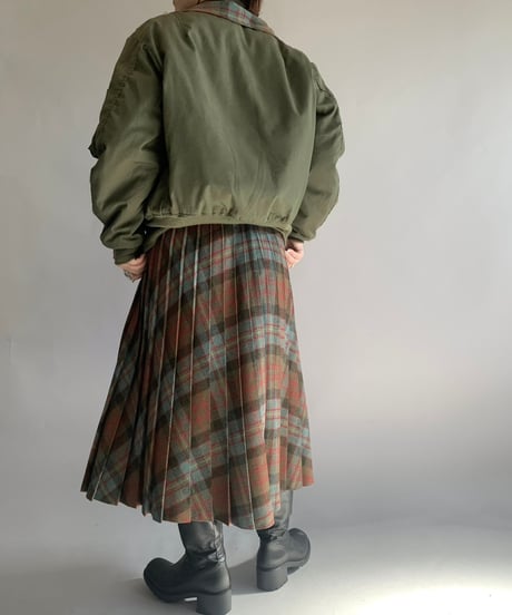 【USED】 Check Patterned Wool Long Skirt / 241124-008