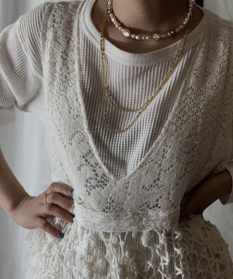 【RE;CIRCLE】 Remake Granny Knit N/S One-piece②/210331-012