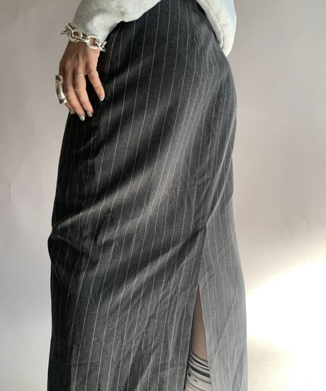 【USED】 Stripe Patterned Long Skirt/ 241124-028
