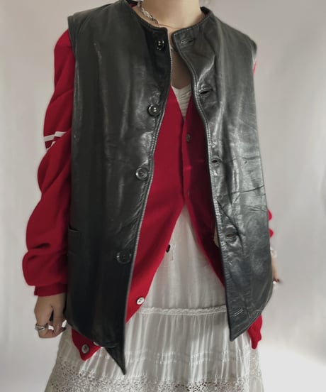 【USED】 Fur Leather Vest / 221203-029