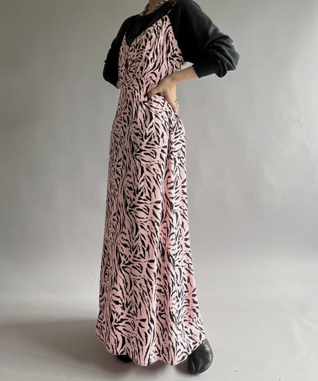 【USED】 AFRM Zebra Patterned Camisole Long One-Piece  /240928-008