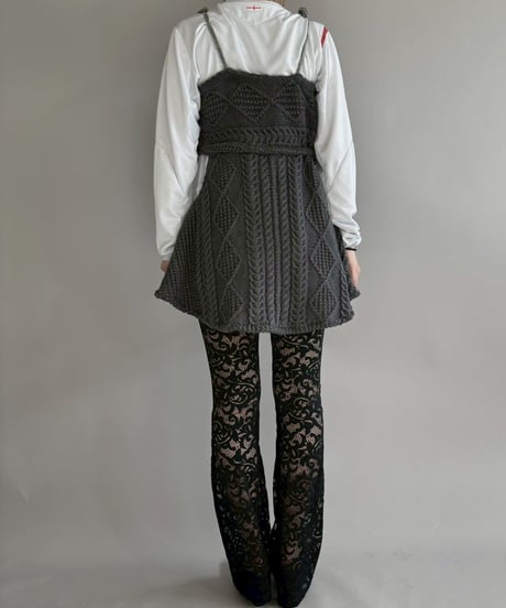 【RE;CIRCLE】 RE Aran Side Slit Camisole Mini One-Piece / Charcoal  / 251030-012